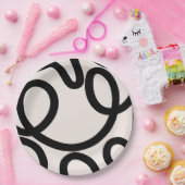 Abstrakte Linien Schwarz/Weiß Pappteller (Party)