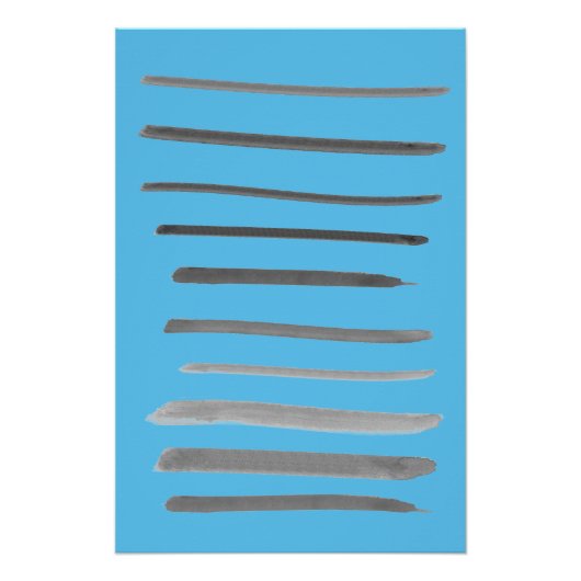 Abstrakte Linien Sketch Blaues Meer Düfte Poster (Vorderseite)