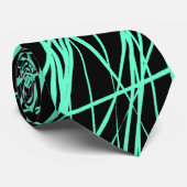 Abstrakte Linien - Türkis auf schwarz Krawatte (Gerollt)