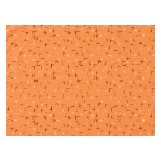 Abstrakte Linien und rosa Sterne auf orange Retro Tischdecke (Vorderseite (Horizontal))