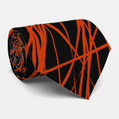 Abstrakte Linien - Ziegelrot auf schwarz Krawatte (Gerollt)