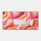Abstrakte Linienführung Pink Retro Schreibtischunterlage (Tastatur & Maus)
