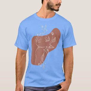 Abstrakte Linienkunst Frau Feengesicht Floral B Da T-Shirt