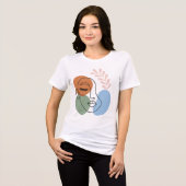 Abstrakte Linienkunst Gesicht mit botanischem Flai Tri-Blend Shirt (Vorderseite voll)