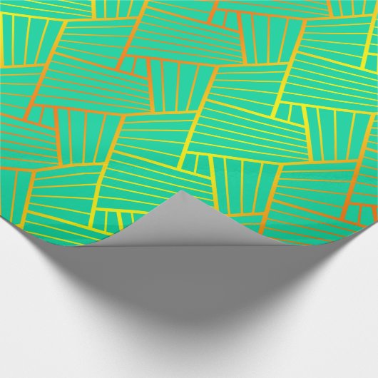 Abstrakte Linienmuster Gelb und Orange Geschenkpapier (Ecke)