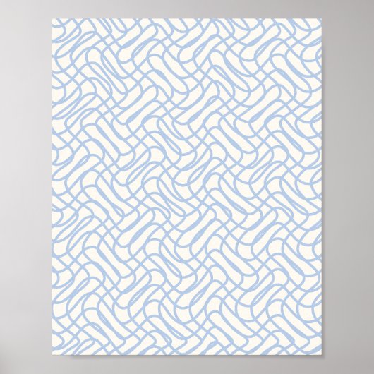 Abstrakte Linienmuster hellblau und cremeweiß Poster (Vorne)