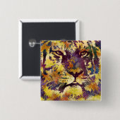 Abstrakte Lion Paintning Button (Vorne & Hinten)