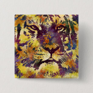 Abstrakte Lion Paintning Button
