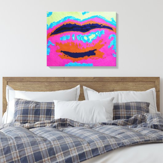 Abstrakte Lippen überzogene Canvas-Prints Leinwanddruck (Insitu (Schlafzimmer))