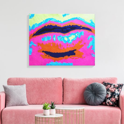 Abstrakte Lippen überzogene Canvas-Prints Leinwanddruck (Insitu (Wohnzimmer))