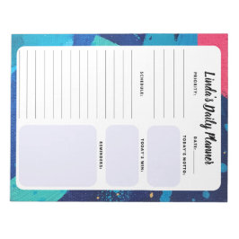 Abstrakte Liste mit Notepad, täglich blau und rosa Notizblock