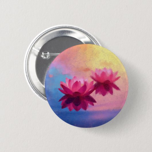 Abstrakte Lotus-Blume Button (Vorne & Hinten)