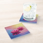 Abstrakte Lotus-Blume Glasuntersetzer (Schrägansicht)