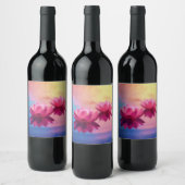 Abstrakte Lotus-Blume Weinetikett (Flaschen)