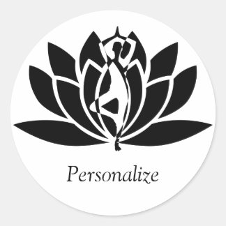 Abstrakte Lotus Blume Yoga Pose Personalisieren Runder Aufkleber