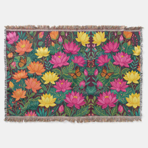 Abstrakte Lotus-Monarch-Boho-Blumen-Decken Decke