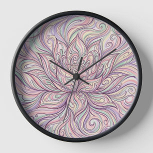 Abstrakte Lotus-Pastell-Tinten-Kunstuhren Uhr