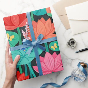 Abstrakte Lotusblumen-Garten-Verpackungspapier Geschenkpapier