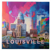 Abstrakte Louisville Skyline Art Modern Fliese (Vorderseite)