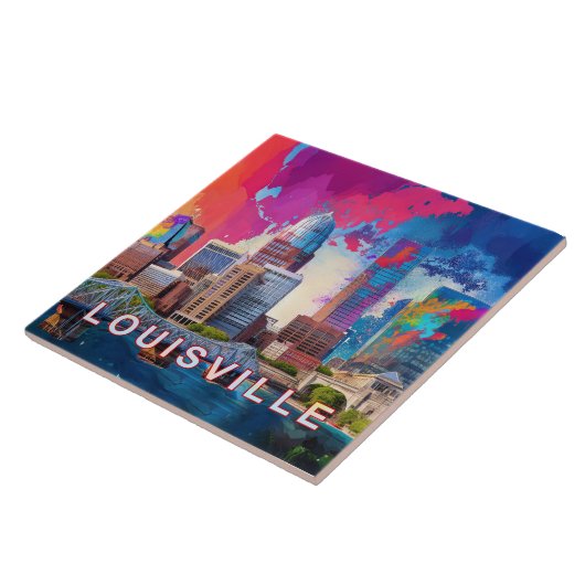Abstrakte Louisville Skyline Art Modern Fliese (Seite)