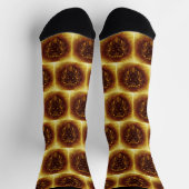 Abstrakte Löwe auf braunem Gelb Socken (Oben)