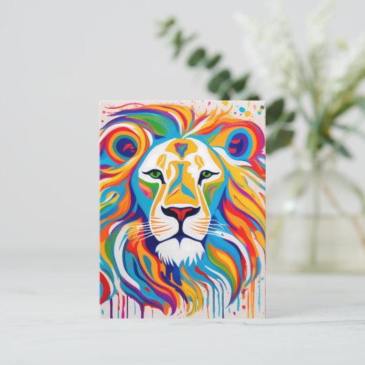 Abstrakte Löwenkunst Postkarte (Stehend Vorderseite)