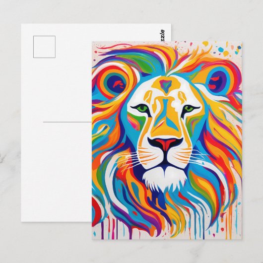 Abstrakte Löwenkunst Postkarte (Vorne/Hinten)