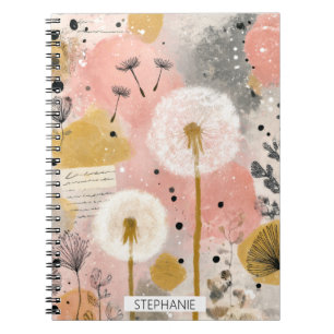 Abstrakte Löwenzahn-Aquarell-Blumenkunst Notizblock
