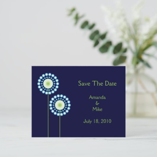 Abstrakte Lüster-Blume Save the Date Karte (Stehend Vorderseite)