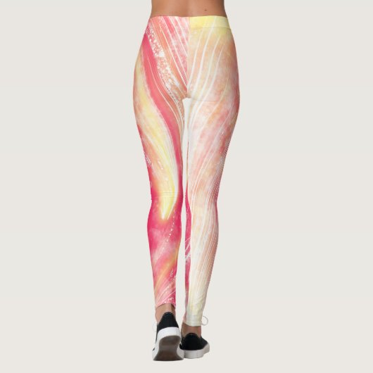 Abstrakte Lüster und Glühwürmchen Rot Leggings (Rückseite)