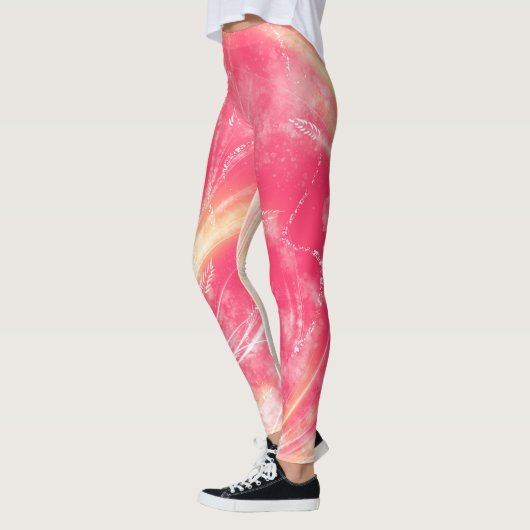 Abstrakte Lüster und Glühwürmchen Rot Leggings (Links)