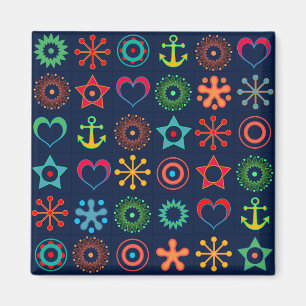 Abstrakte lustige Formen Retrodesign drucken Magnet