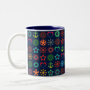 Abstrakte lustige Formen Retrodesign drucken Zweifarbige Tasse