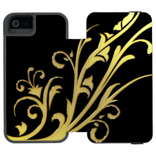 Abstrakte Luxus-Attrappe Goldene Blume Incipio Watson™ iPhone 5 Geldbörsen Hülle