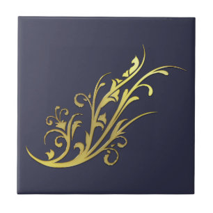 Abstrakte Luxus-Kunstblume aus Gold Fliese