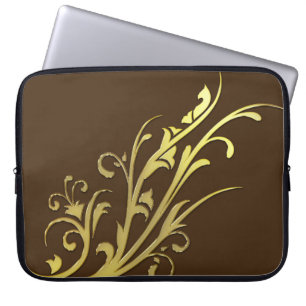 Abstrakte Luxus-Kunstblume aus Gold Laptopschutzhülle