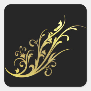 Abstrakte Luxus-Kunstblume aus Gold Quadratischer Aufkleber
