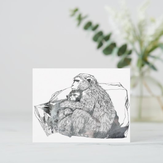 Abstrakte Macaque-Silhouette Postkarte (Stehend Vorderseite)