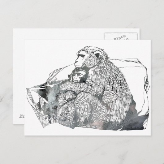 Abstrakte Macaque-Silhouette Postkarte (Vorne/Hinten)
