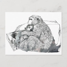 Abstrakte Macaque-Silhouette Postkarte