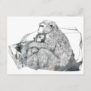 Abstrakte Macaque-Silhouette Postkarte