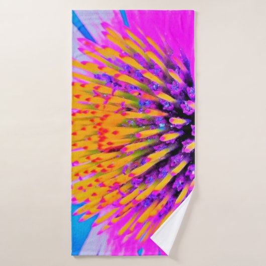 Abstrakte Macro Hot Pink und Gelb Badehandtuch (Badehandtuch)