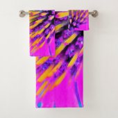 Abstrakte Macro Hot Pink und Gelb Badhandtuch Set (Insitu)
