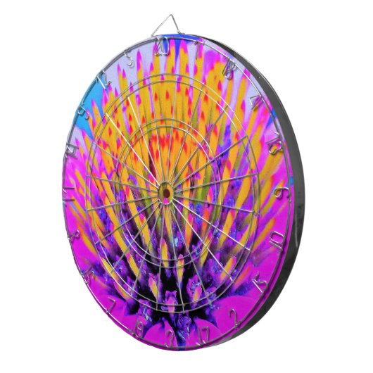 Abstrakte Macro Hot Pink und Gelb Dartscheibe (Vorderseite rechts)