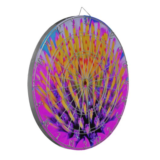 Abstrakte Macro Hot Pink und Gelb Dartscheibe (Vorderseite Links)