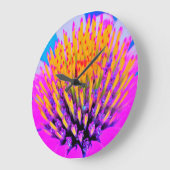 Abstrakte Macro Hot Pink und Gelb Große Wanduhr (Winkel)