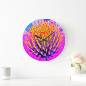 Abstrakte Macro Hot Pink und Gelb Große Wanduhr (Zuhause)