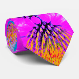 Abstrakte Macro Hot Pink und Gelb Krawatte