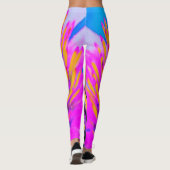 Abstrakte Macro Hot Pink und Gelb Leggings (Rückseite)