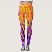 Abstrakte Macro Hot Pink und Gelb Leggings (Vorderseite)